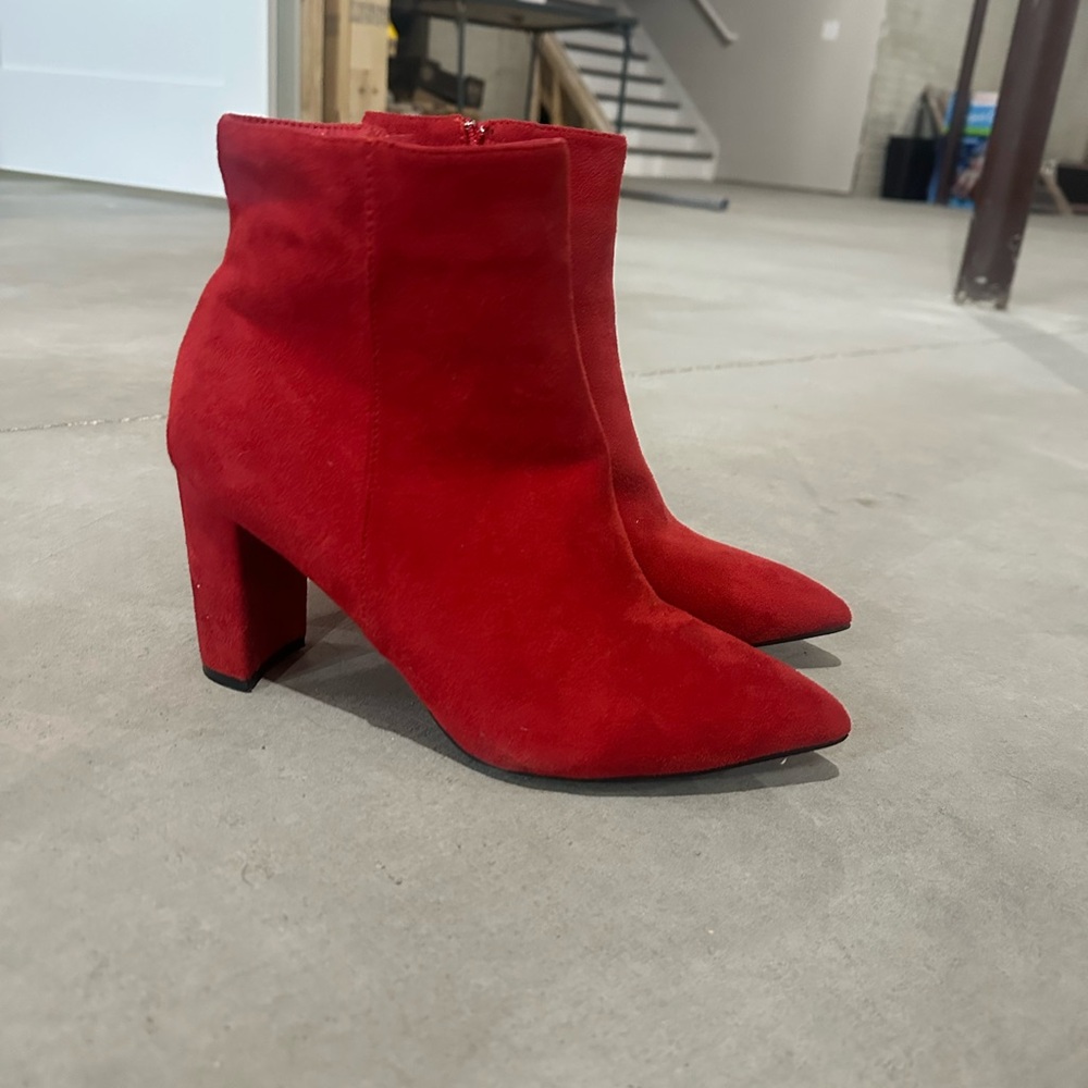 Dream Pairs Red Heeled Boots with Block Heel